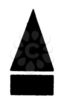 Royalty Free Clipart Image of a Triangle on a Rectangle