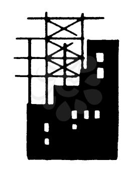 Royalty Free Clipart Image of a Building Under Construction
