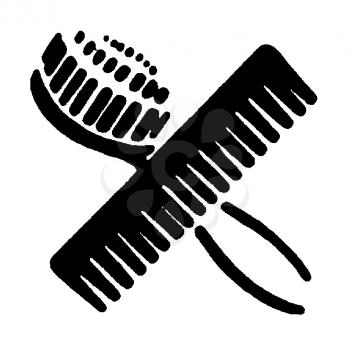 Royalty Free Clipart Image of a Brush and Comb