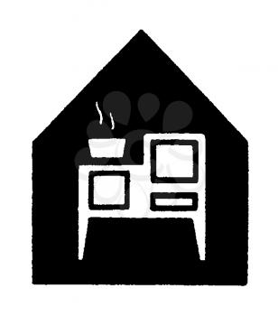 Royalty Free Clipart Image of an Oven in a Building