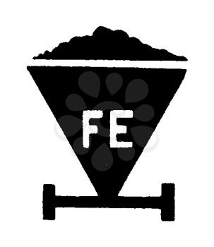 Royalty Free Clipart Image of a Coal Bin With FE on the Front
