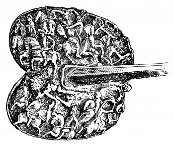 Royalty Free Clipart Image of The embellished Hilt of a Sword 