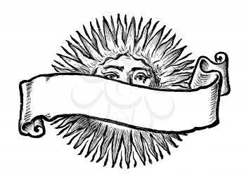 Royalty Free Clipart Image of a Sun with Banner