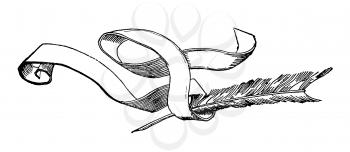 Royalty Free Clipart Image of a Banner and Feather