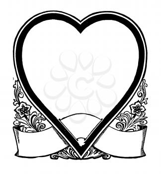 Royalty Free Clipart Image of a Heart and Banner