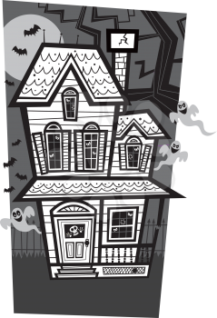 Royalty Free Clipart Image of a Haunted House