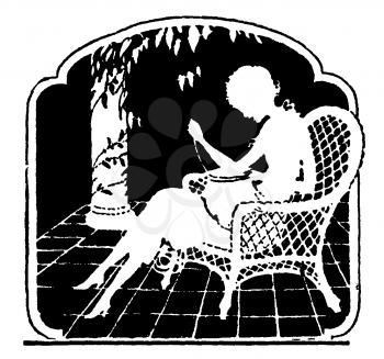 Royalty Free Silhouette Clipart Image of a woman sewing
