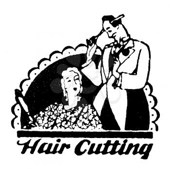 Royalty Free Clipart Image of a Hair Cutting Advertisement 