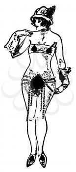 Royalty Free Clipart Image of a Vintage Show Girl 