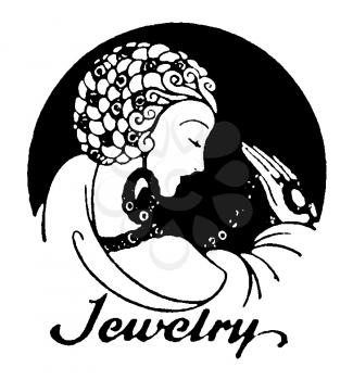 Royalty Free Clipart Image of a Vintage Jewellery  Advertisement