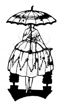 Royalty Free Clipart Image of a Woman walking With an Umbrella