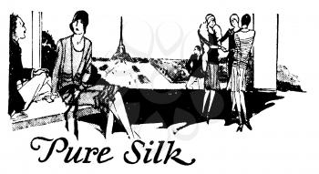 Royalty Free Clipart Image of a Vintage Pure Silk Advertisement
