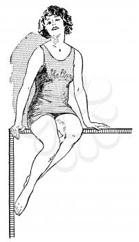 Royalty Free Clipart Image of a Woman Sitting in a Bathing Suit 