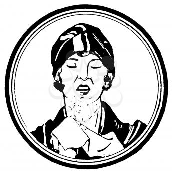 Royalty Free Clipart Image of a Woman About to Sneeze 