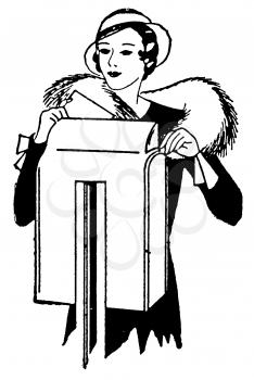 Royalty Free Clipart Image of a Woman Mailing a Letter 