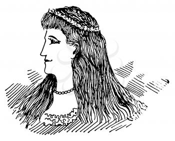 Royalty Free Clipart Image of a Side Portrait of a Woman's Face 