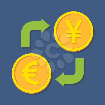 Currency exchange. Euro and Yen(Yuan). Vector illustration
