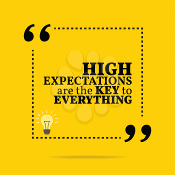 Inspirational motivational quote. High expectations are the key to everything. Simple trendy design.