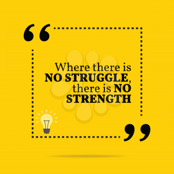 Inspirational motivational quote. Where there is no struggle, there is no strength. Simple trendy design.