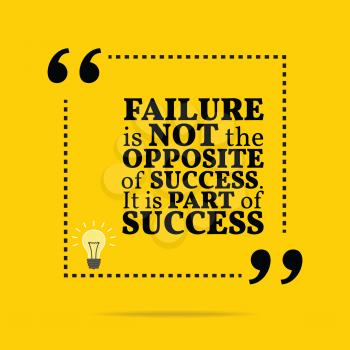 Inspirational motivational quote. Failure is not the opposite of success. It is part of success. Simple trendy design.