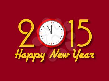 2015 Happy New Year background with clock. Vector Illustration.