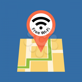 Finding free Wi-Fi zone concept . Flat design. Isolated on color background