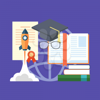Potential of education concept. Flat design stylish. Isolated on color background