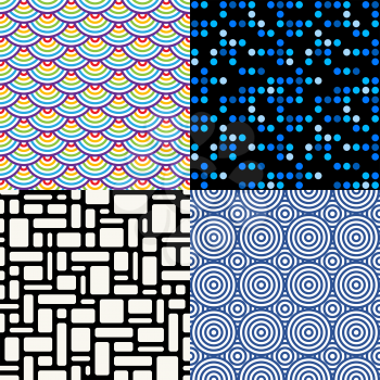 Seamless patterns. Set 6. Abstract geometric. Vector Illustration