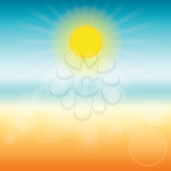 Blurred summer background. Sun shines brightly. Vector illustration.