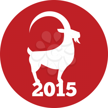 Chinese New Year of the Goat 2015 concept. Flat design. Icon in red circle on white background
