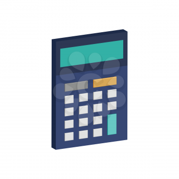Calculator symbol. Flat Isometric Icon or Logo. 3D Style Pictogram for Web Design, UI, Mobile App, Infographic. Vector Illustration on white background.