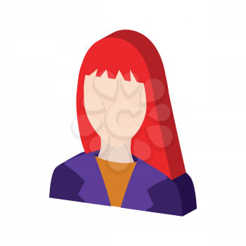 Female avatar symbol. Flat Isometric Icon or Logo. 3D Style Pictogram for Web Design, UI, Mobile App, Infographic. Vector Illustration on white background.