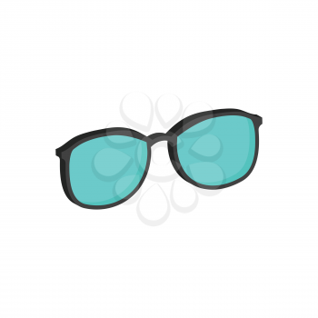 Cyan Glasses, Eyeglasses symbol. Flat Isometric Icon or Logo. 3D Style Pictogram for Web Design, UI, Mobile App, Infographic. Vector Illustration on white background.