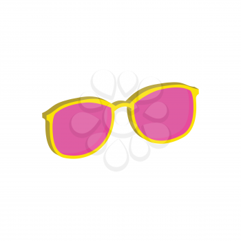 Pink Glasses, Eyeglasses symbol. Flat Isometric Icon or Logo. 3D Style Pictogram for Web Design, UI, Mobile App, Infographic. Vector Illustration on white background.