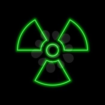 Sign of radiation neon sign. Bright glowing symbol on a black background. Neon style icon. 