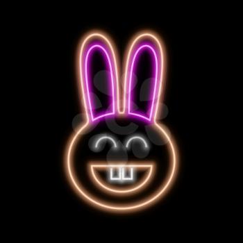 Rabbit neon sign. Bright glowing symbol on a black background. Neon style icon. 
