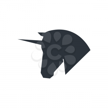 Unicorn Head Logo symbol. Template on White Background