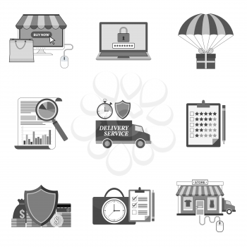 Set of business icons and symbols in trendy flat style isolated on white background. Vector illustration elements for your web site design, logo, app, UI.