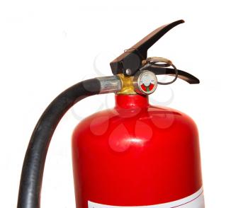 Part of fire extinguisher isolated on a white background