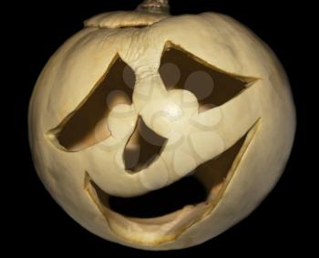 Pumpkin head for Halloween on a dark background