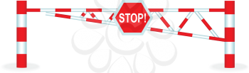 Illustration barrier with a stop sign on a white background