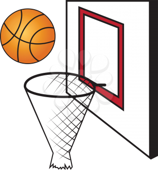 Illustration of basketball board with a basket and a ball