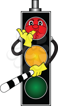 Cartoon illustration of a red traffic light
