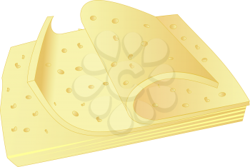 Illustration of cheese sliced on a white background