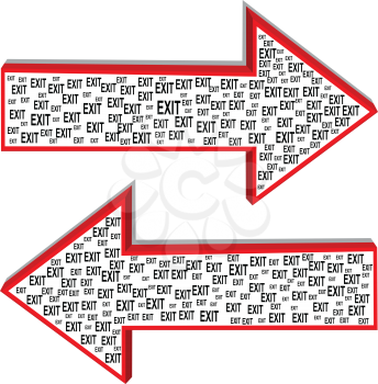 Illustration of two arrows of different directions with the inscription exit
