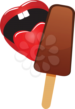 Illustration of mouth with the language licking ice cream