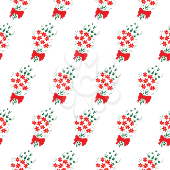 Illustration of seamless pattern bouquet of flowers on a white background