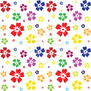 Illustration of seamless pattern of flowers on a white background