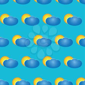 Illustration of seamless pattern of sun and clouds