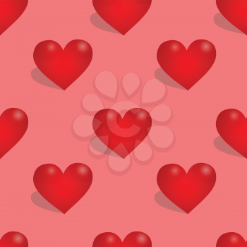 Illustration of seamless pattern with hearts on a pink background